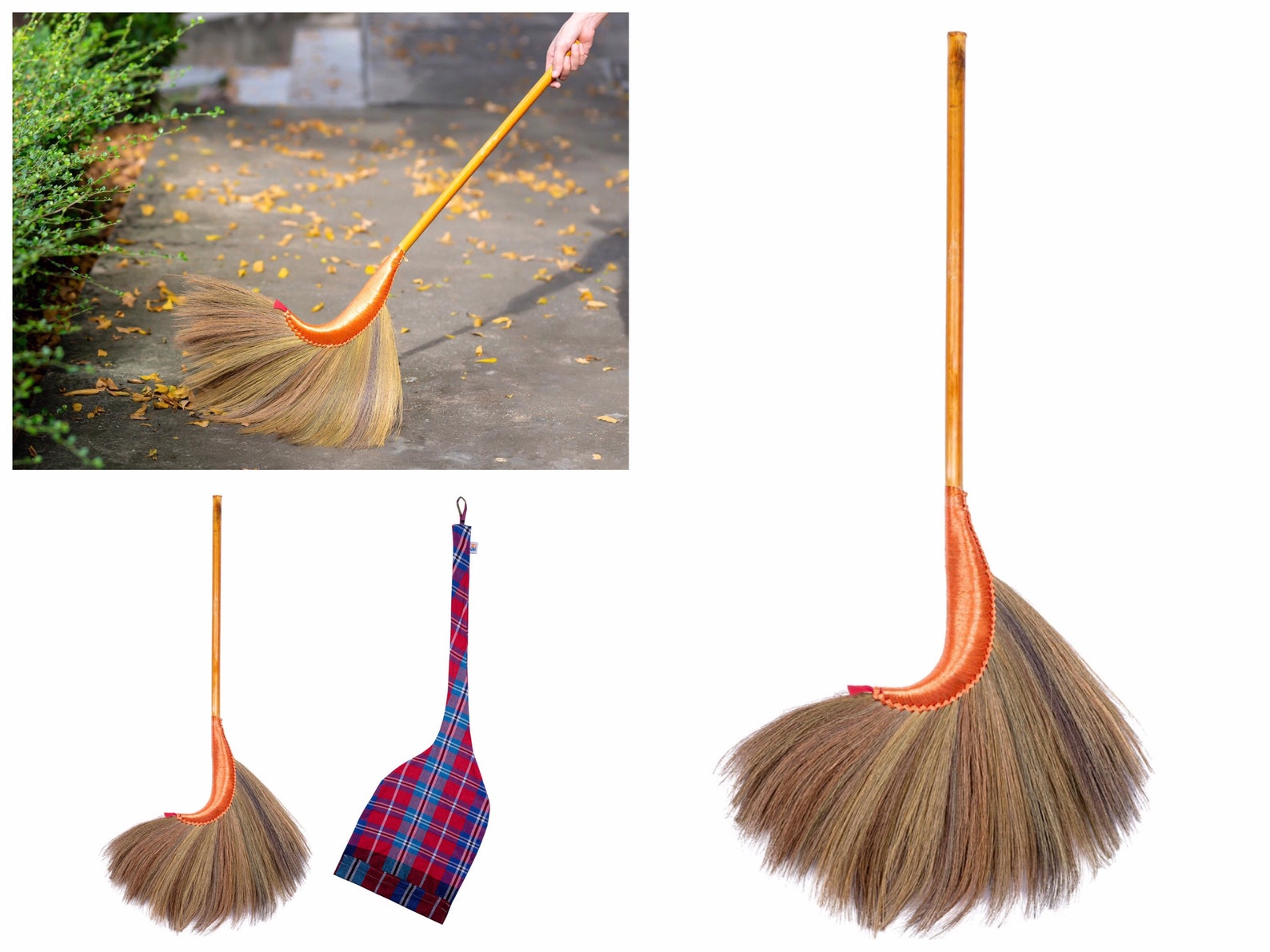 Brooms Flower Soft Grass Broom Witch Broom Bamboo Stick Handle Etsy