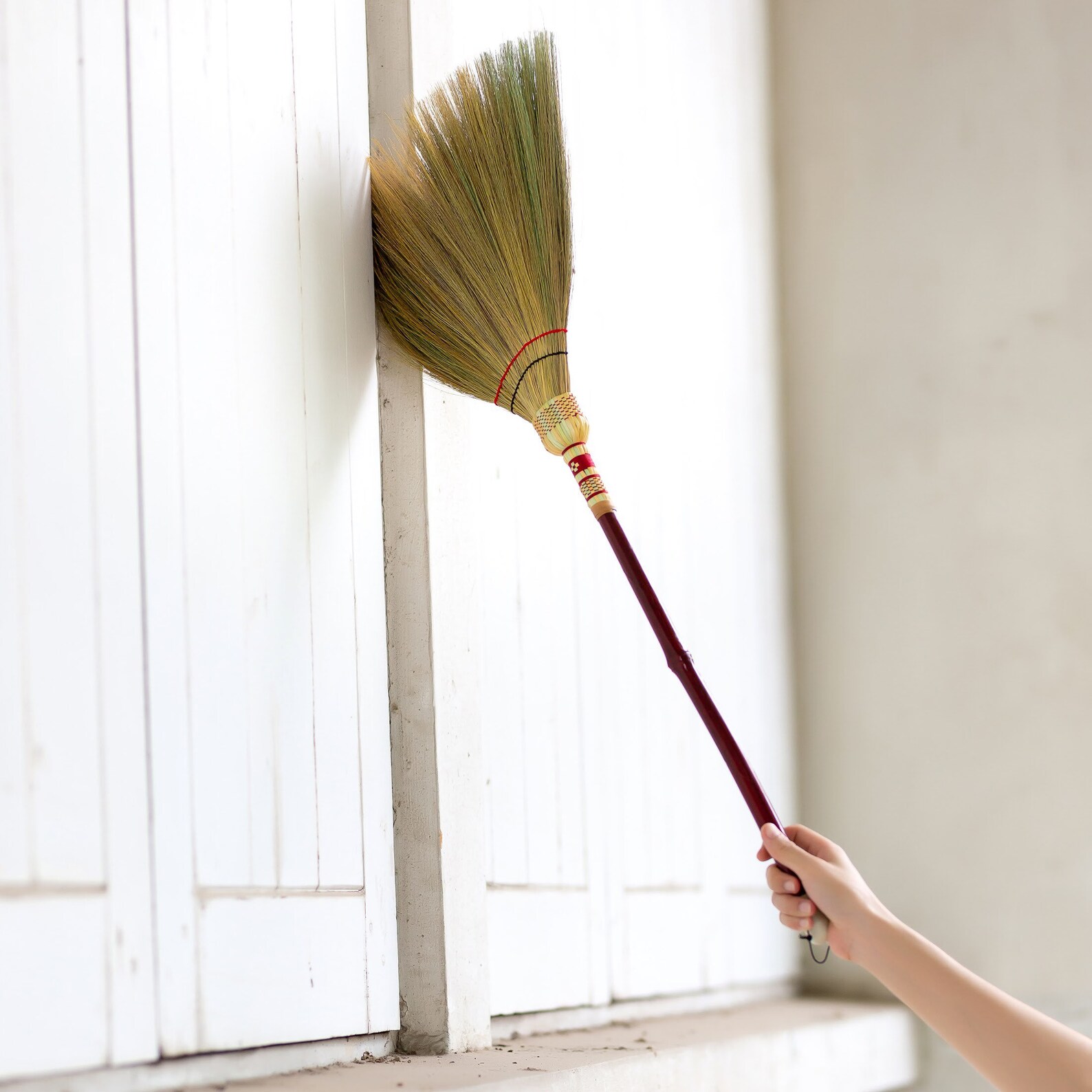 Asian Short Broom Whisk Broom Thai Natural Grass Broom Bamboo Etsy