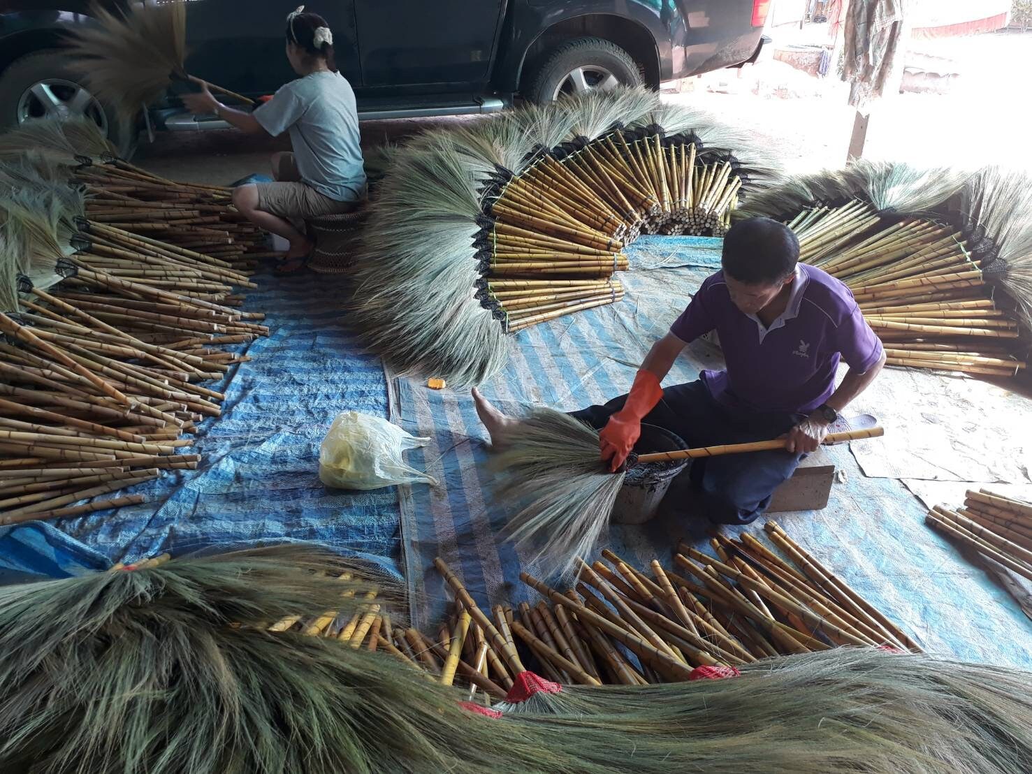 2 Pice of Natural Grass Broom Asian Broom Thai Vintage Etsy