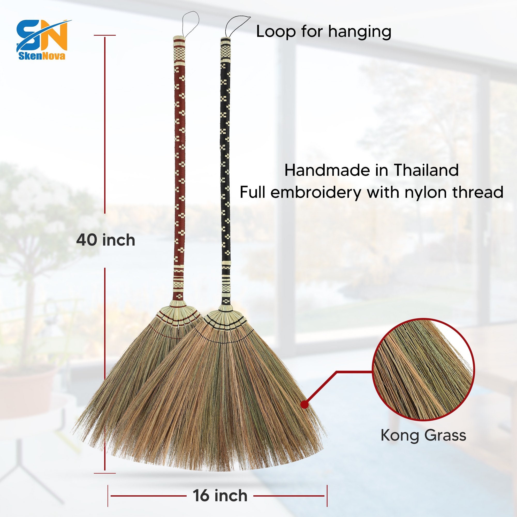 Asian Straw Broom Witch Broom Bamboo stick with full Etsy
