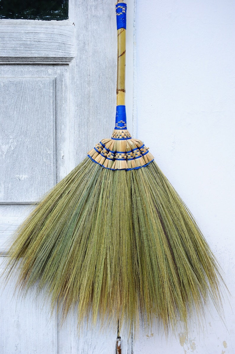 Bamboo Grass Broom Thai Tradition Handmade bamboo Handle Sweep Etsy