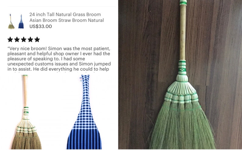 24 inch Tall Natural Grass Broom Asian Broom Straw Broom ...