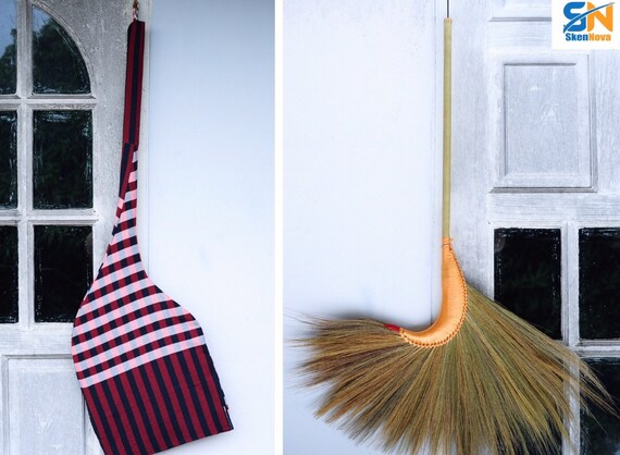 Brooms Flower Soft Grass Broom Witch Broom Bamboo Stick Handle Vintage Retro Broom Sweep Hair Salon Cleaning Home Office Patio