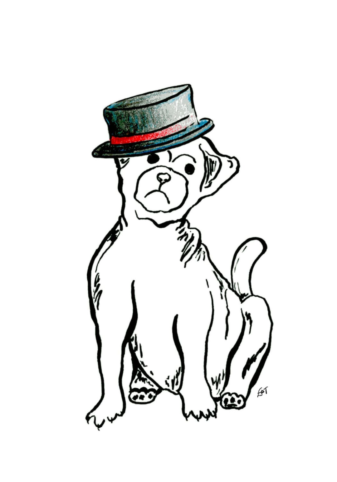Puppy With Pork Pie Hat Etsy