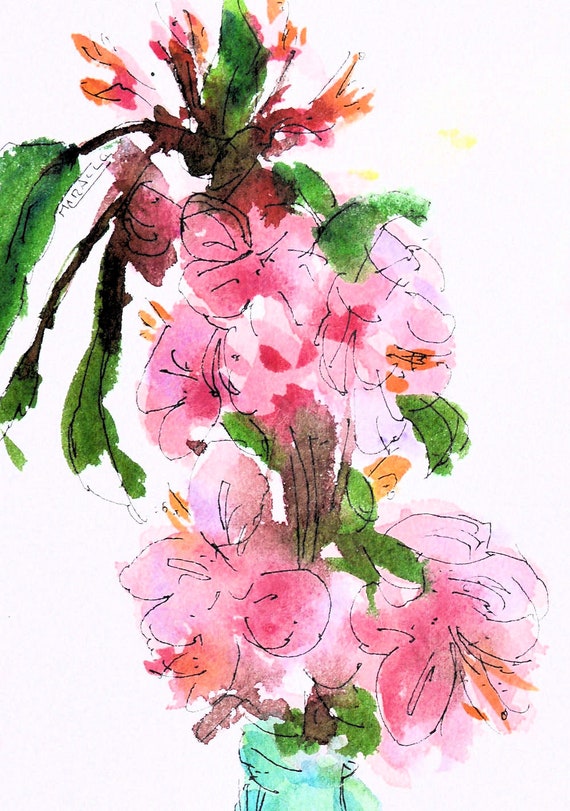 Apple Blossoms Crab Apple Original Painting Watercolor Pen Etsy