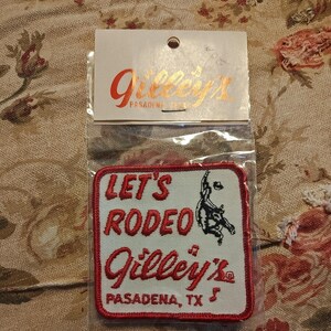 Vintage GILLEY’S Pasadena Texas Sew On Patch Patch 3 1/4” x 3” Red White