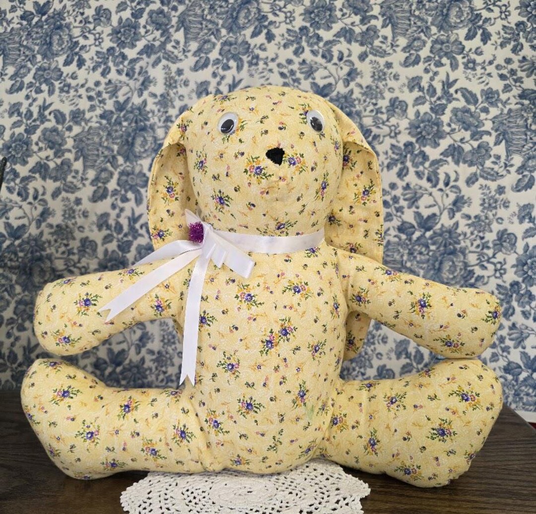 Vintage Yellow Handmade Rabbit Plush - Etsy