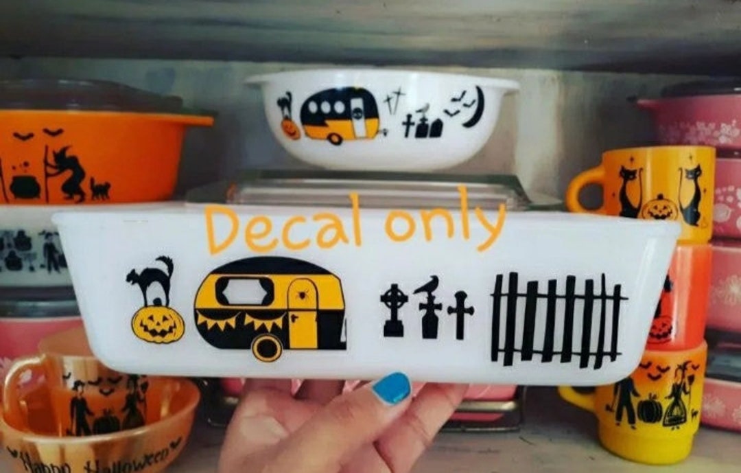 Pyrex Halloween Camper Graveyard Decal Etsy