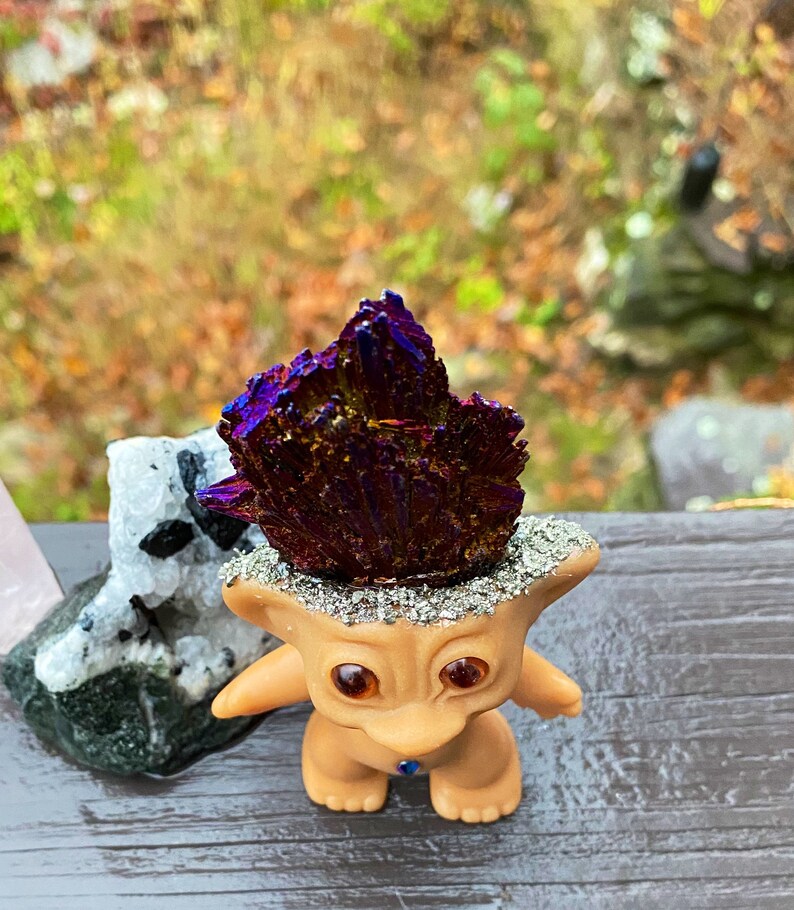 Wishnik titanium kyanite crystal troll doll