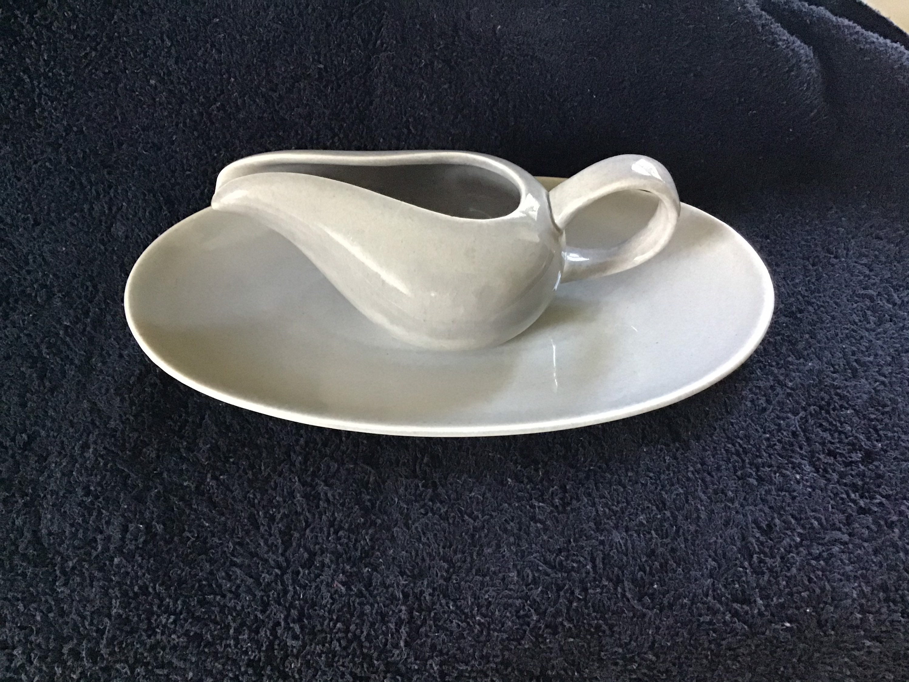 1950s Russell Wright grey gravy boat and underplate Etsy
