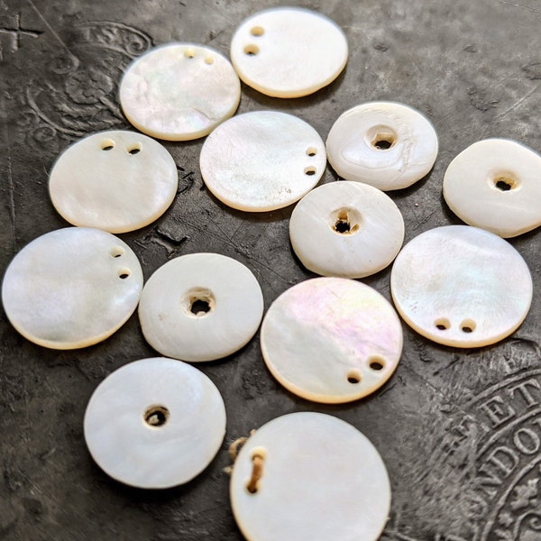 Lot MOP Buttons White Shell Pin Shank Sequin Mother Of Pearl Buttons