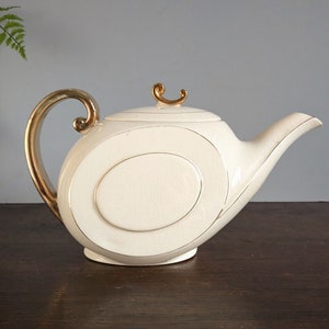 Art Deco Teapot White Gold 30s Japan 6 Cups