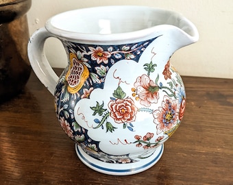 French Faience Pitcher Rouen France Hand Painted Pottery Fait Main A Rouen Faiences St Romain Kitchen Gift
