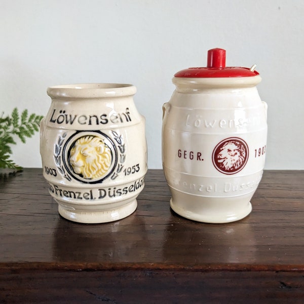 German Mustard Jar Pot Lowensenf Frenzel Dusseldorf Lions Head