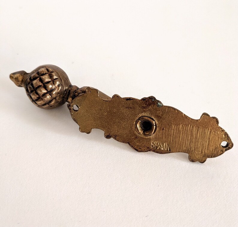 Vintage Brass Drop Pull Made in Spain Restoration Furniture Hardware