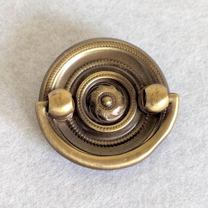Federal Brass Ring Pull Small Circular Drawer Patina