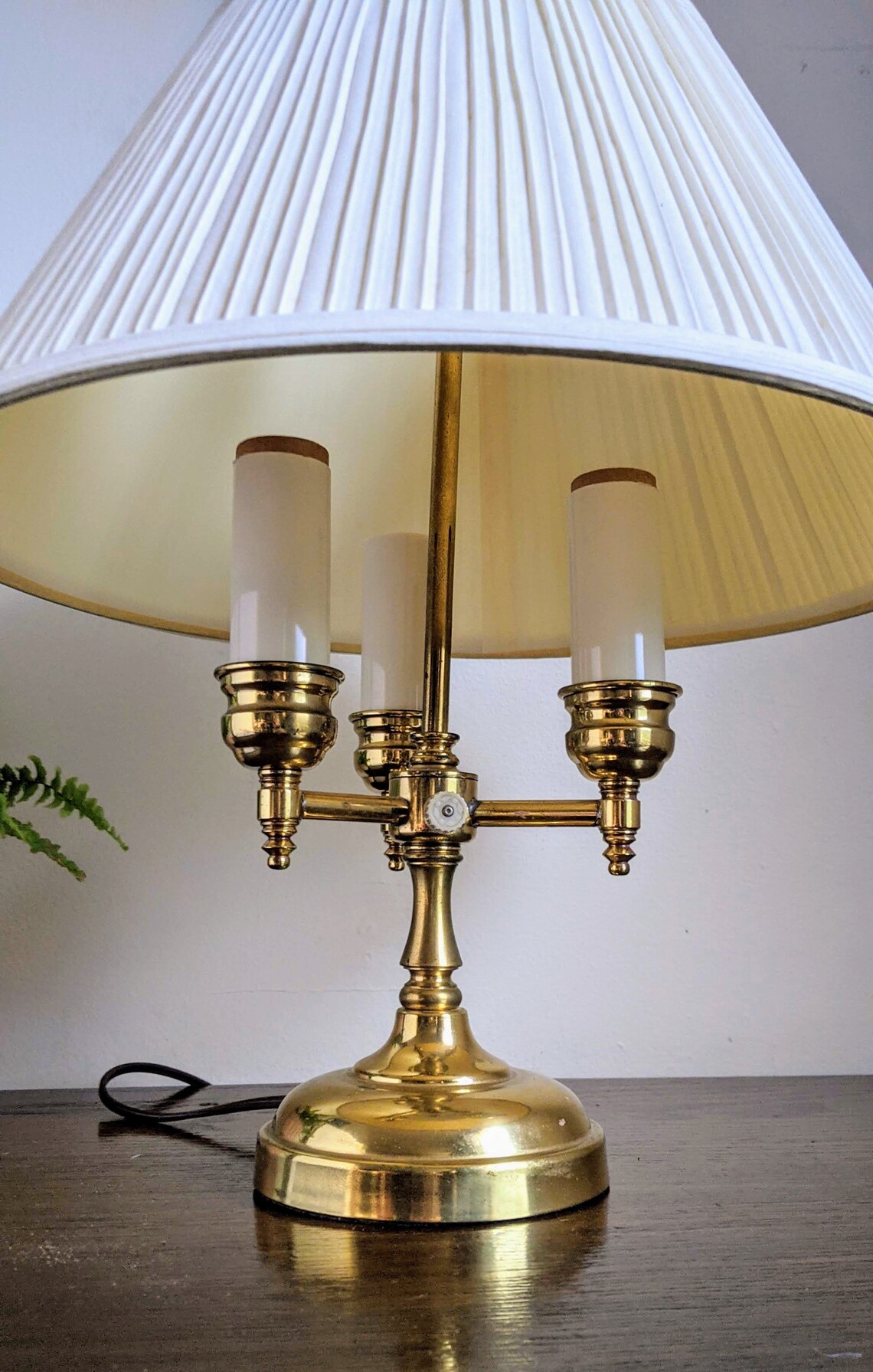 Three Arm Candle Table Lamp Brass Electric Short Antique Style Etsy