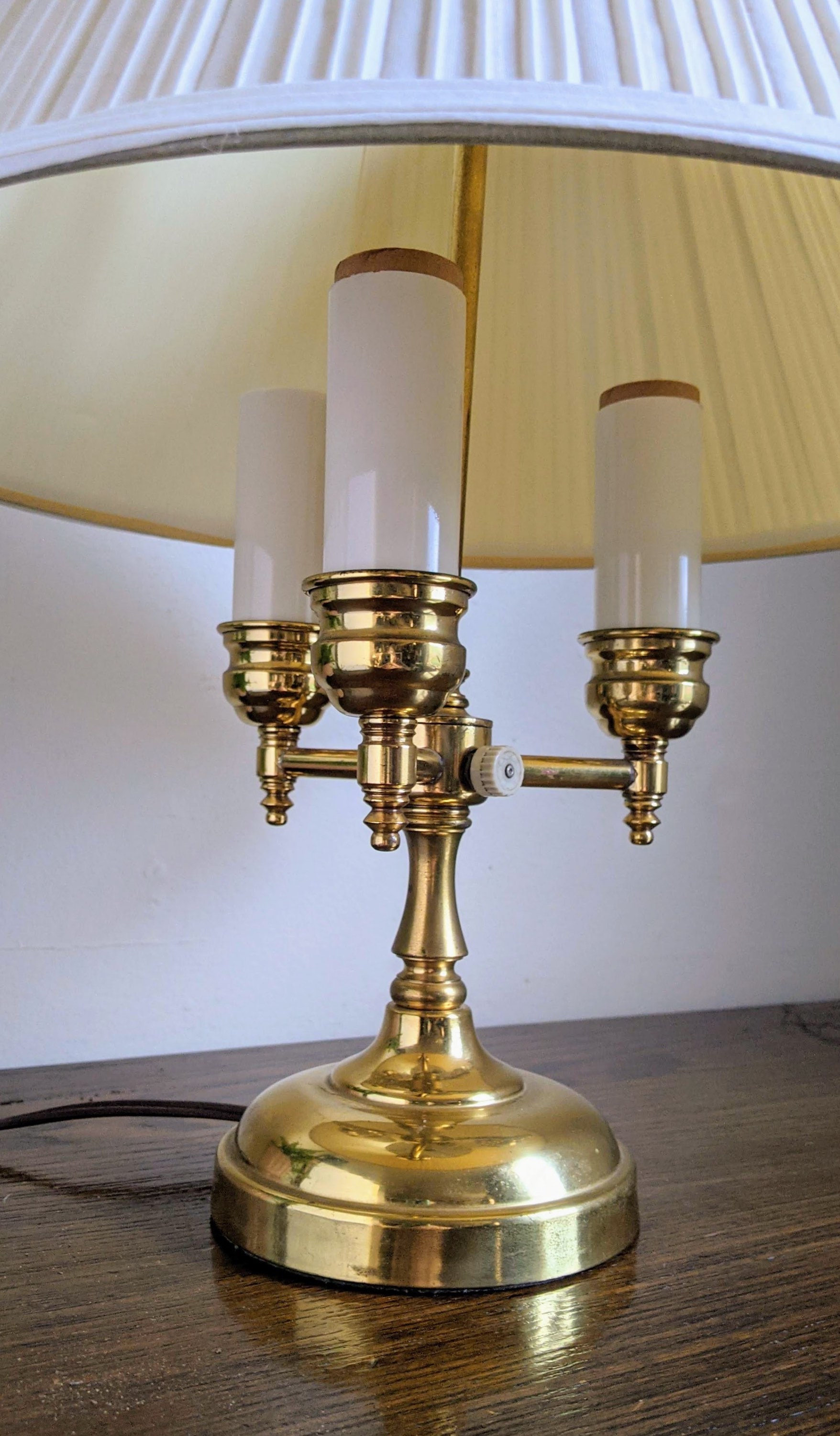 Three Arm Candle Table Lamp Brass Electric Short Antique Style Etsy