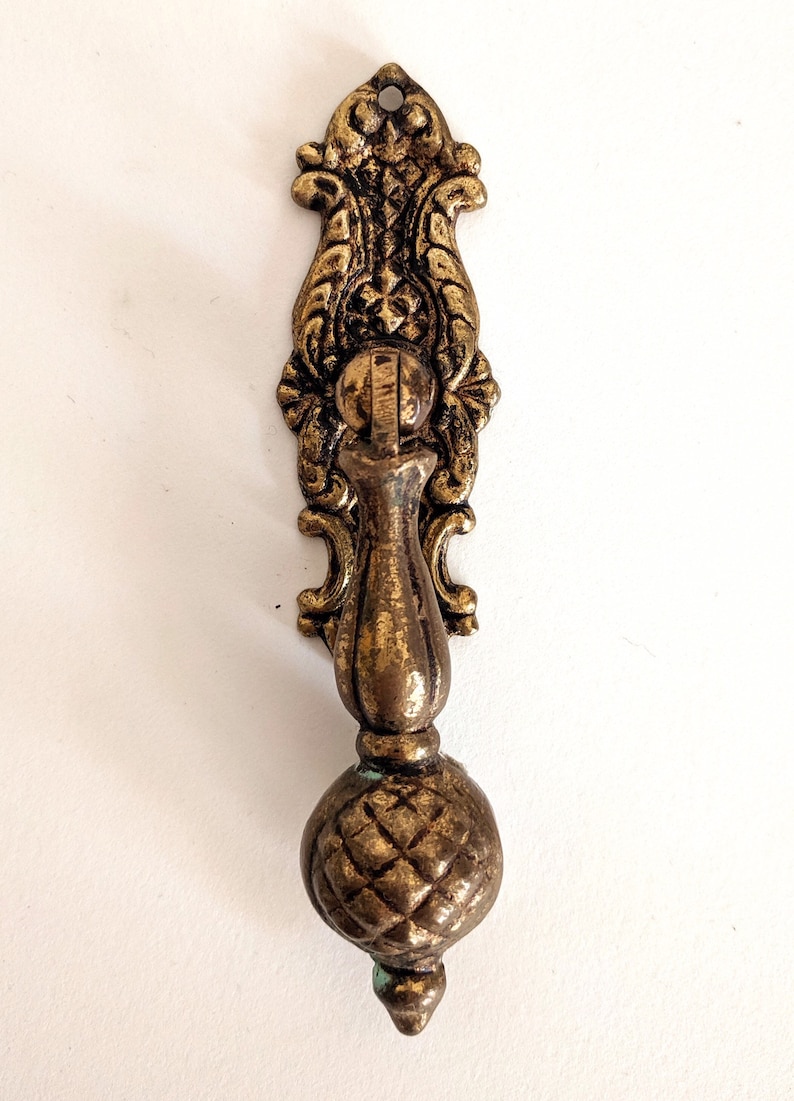 Vintage Brass Drop Pull Made in Spain Restoration Furniture Hardware