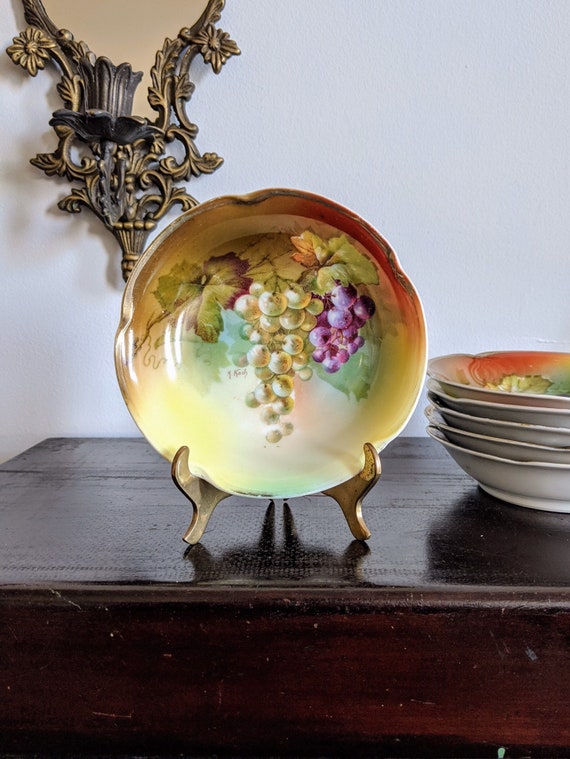 Hand Painted Porcelain Bowl J & C Bavaria Louise Grapes | Etsy