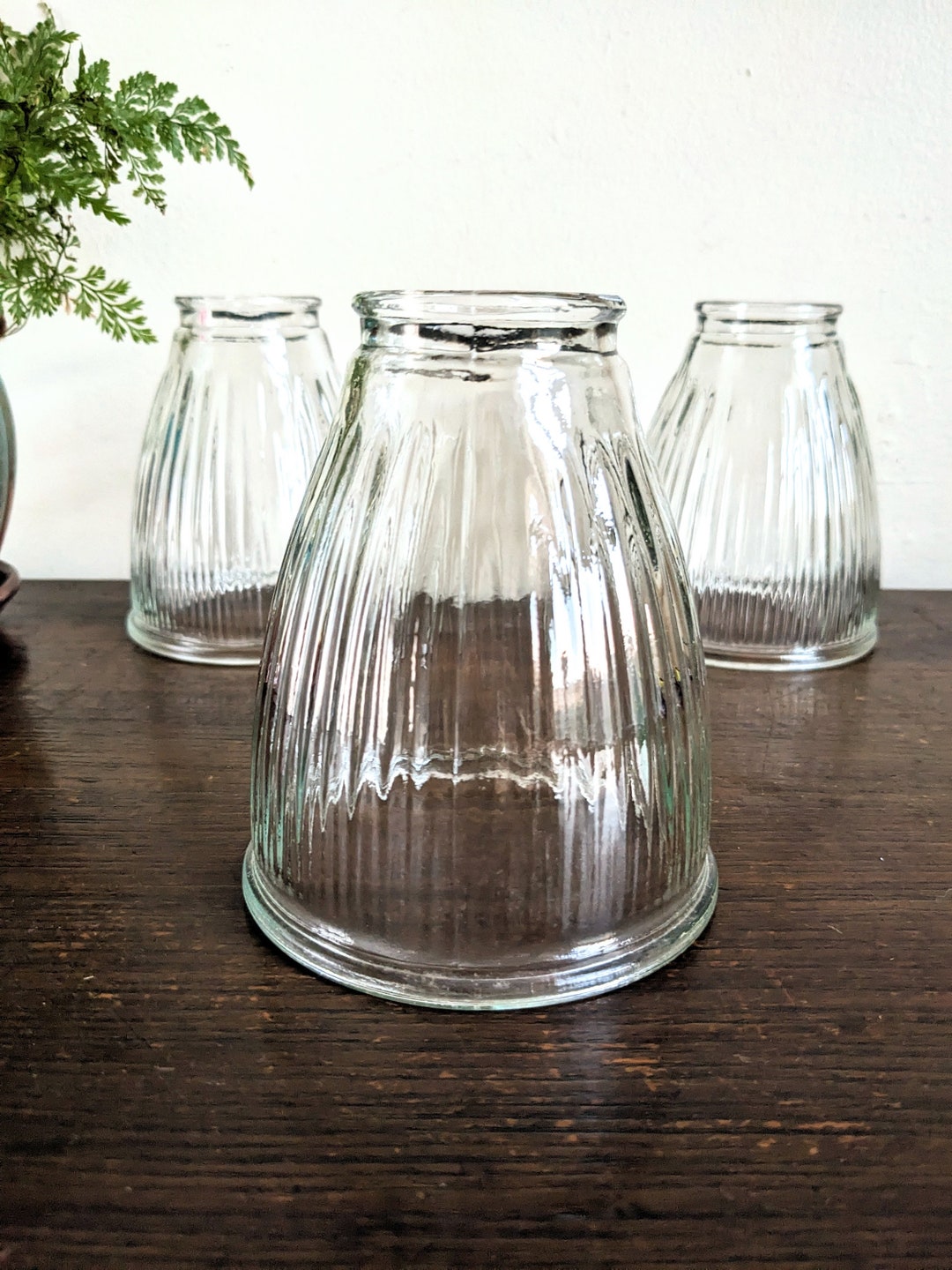 Ribbed Clear Glass Shade 2 Inch Fitter Shade 5 Inch Long Etsy