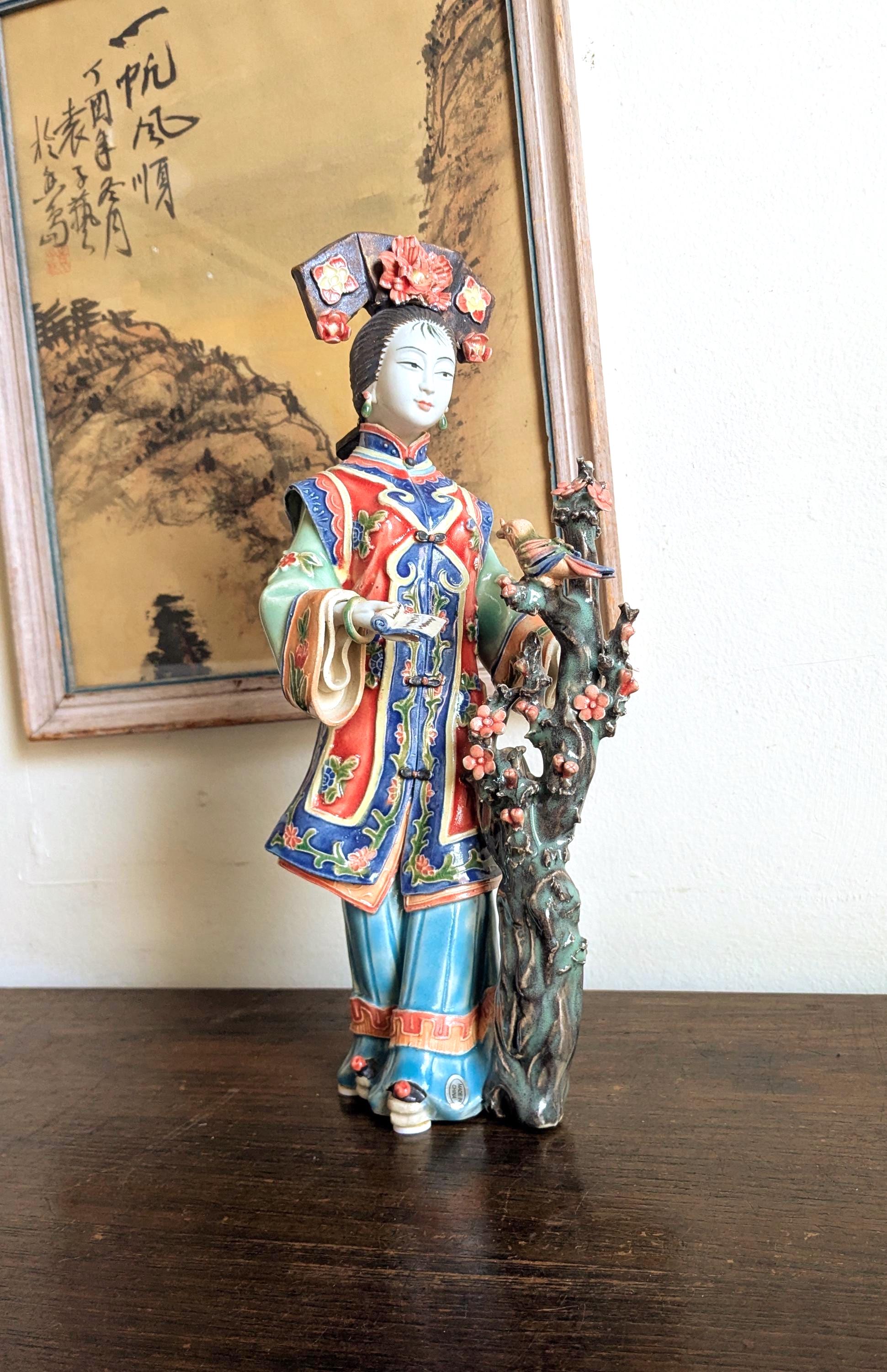 中国　陶器 少女像 人形　フィギュア Porcelain chinese lady figurine - Etsy 日本