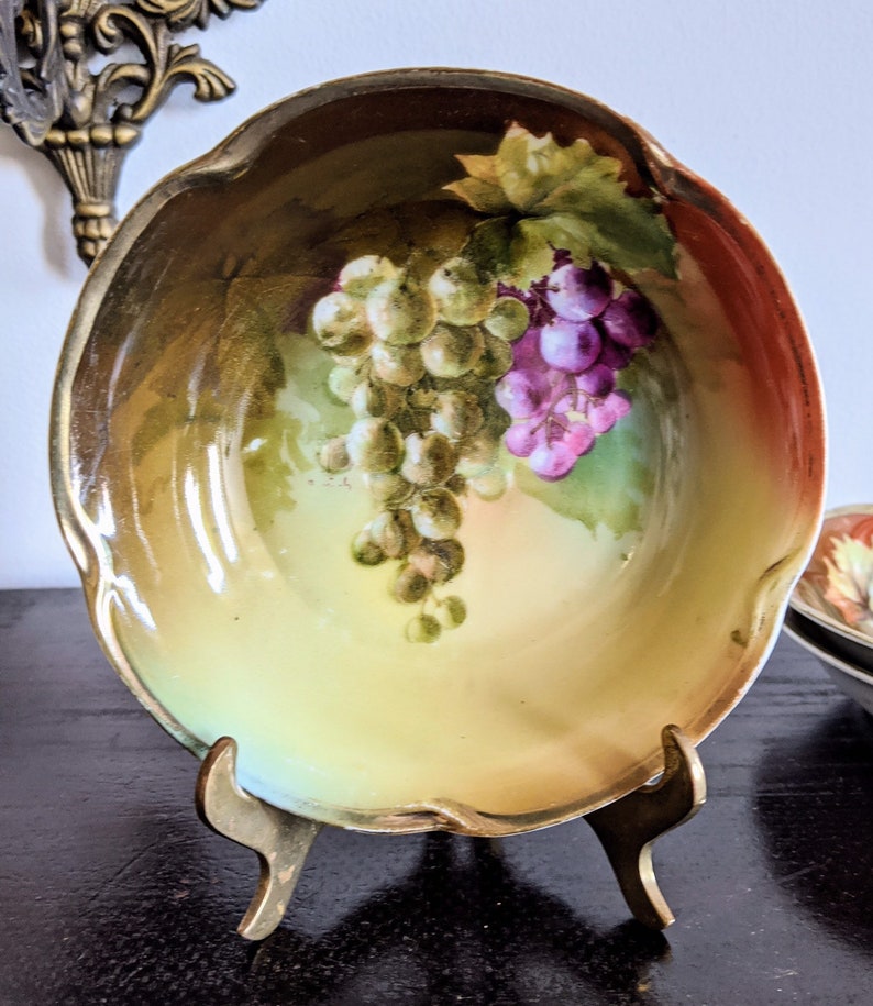 Hand Painted Porcelain Bowl J & C Bavaria Louise Grapes Etsy