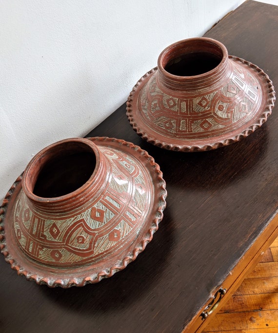 ブラジル アマゾン陶器 マラジョアラ スタイル 容器 ペアまたは 
