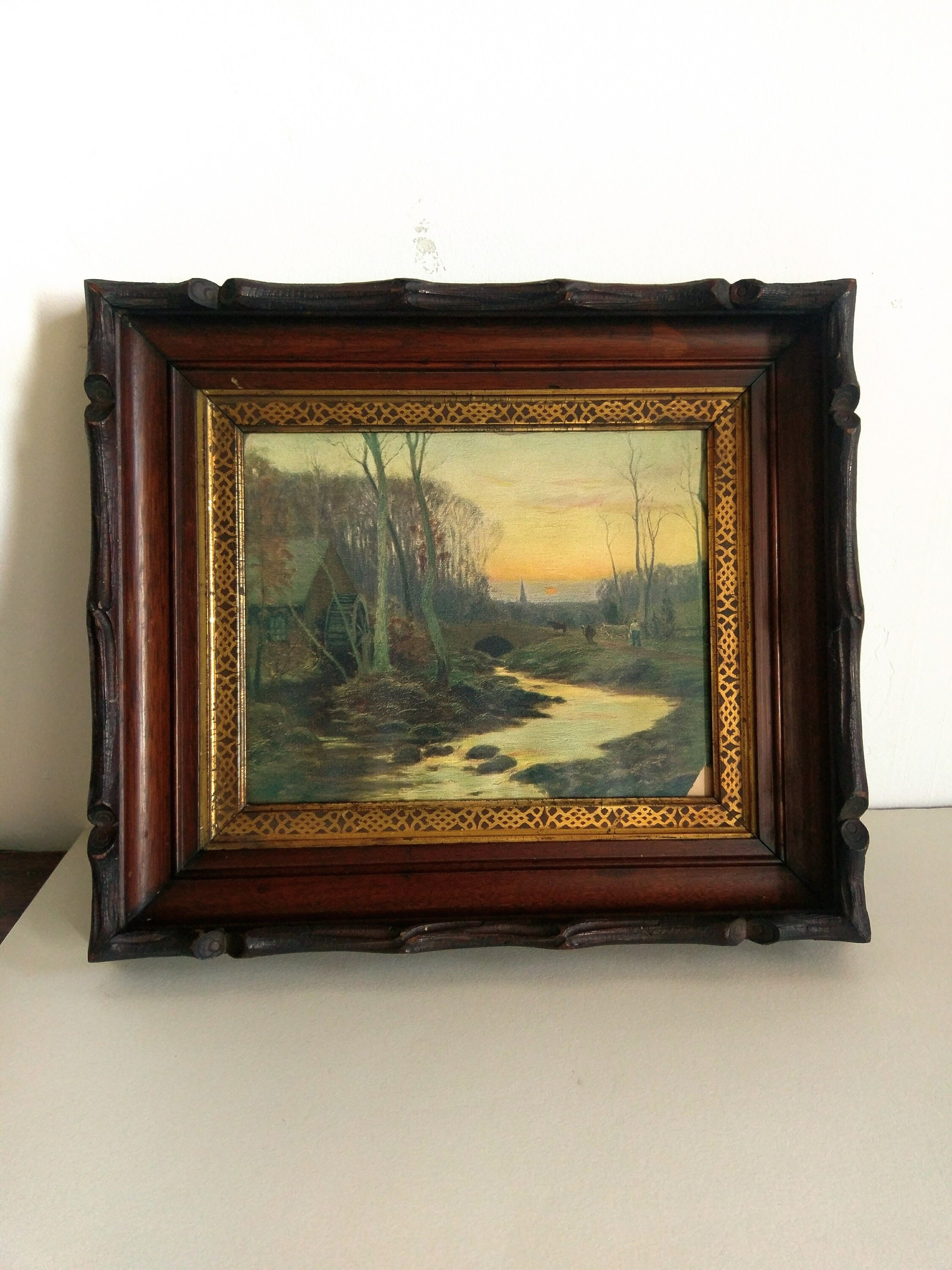 Antique Victorian Eastlake Frame Art Gold Gilt Maple Carved 50