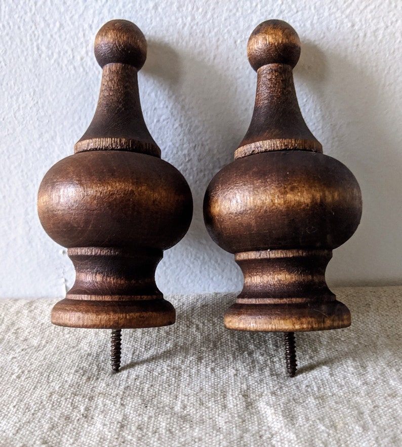 Wood Finial Pair Small Furniture Wood Finials Restoration Etsy