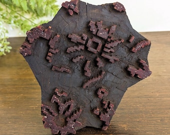 Wooden Printing Block India Carved Wood Large Textile Fabric Stamp Floral Pattern