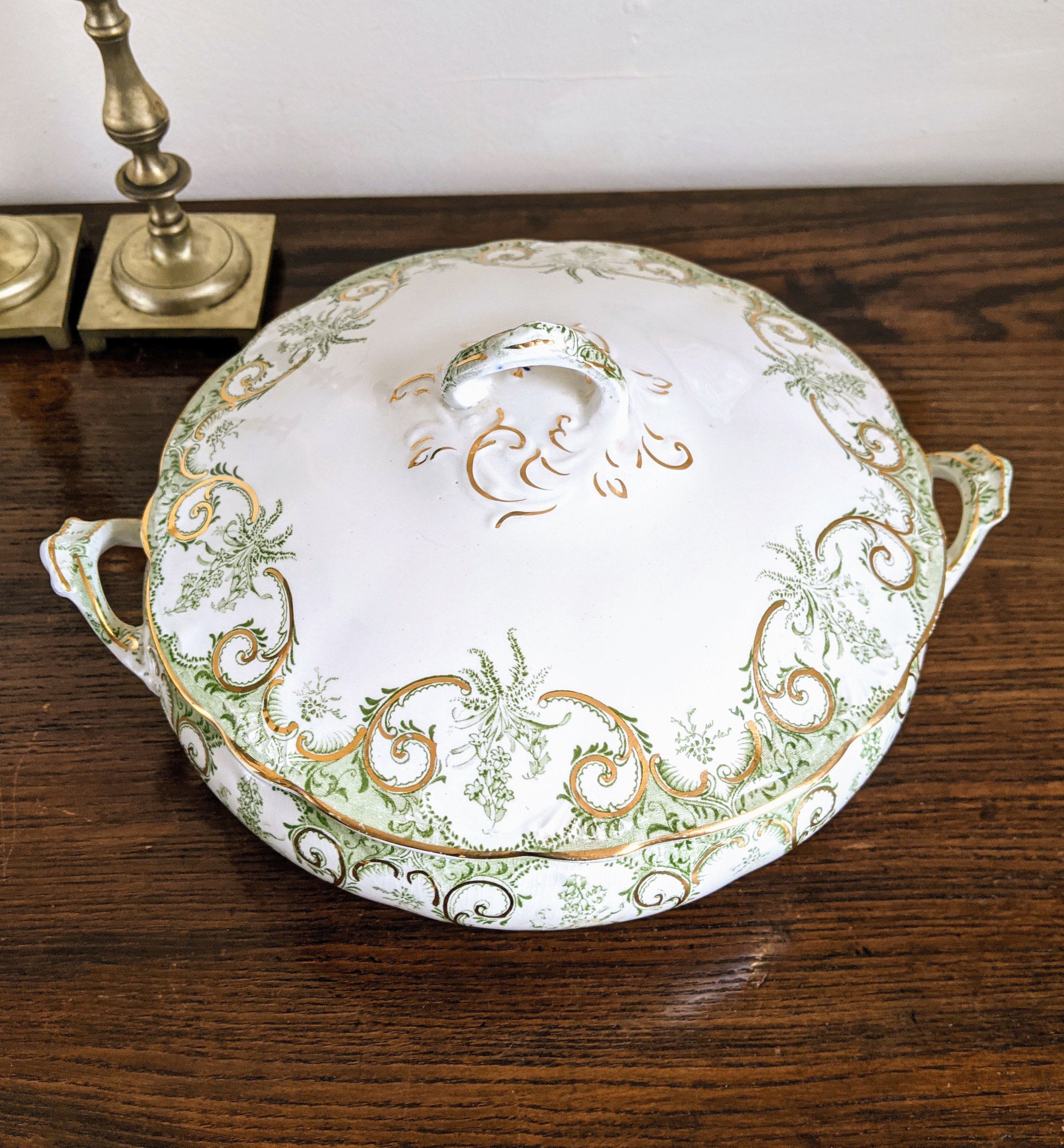 Antique Tureen Semi Porcelain Wood & Sons Alma England Green Etsy