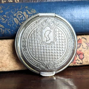 Silver Compact Mirror Case Florian and Armand Dated 1924 Art Deco Rouge Antique Silver Plated Compact