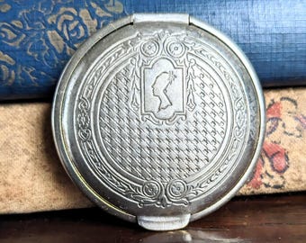 Silver Compact Mirror Case Florian and Armand Dated 1924 Art Deco Rouge Antique Silver Plated Compact