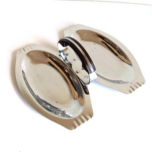 Chrome Double Tray Art Deco Bakelite Handle Relish Serving Tray Kitchen