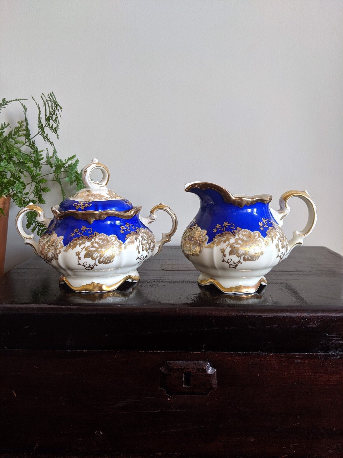Cobalt Blue White Gold Tea Set Rare Alka Bavaria China Creamer Etsy