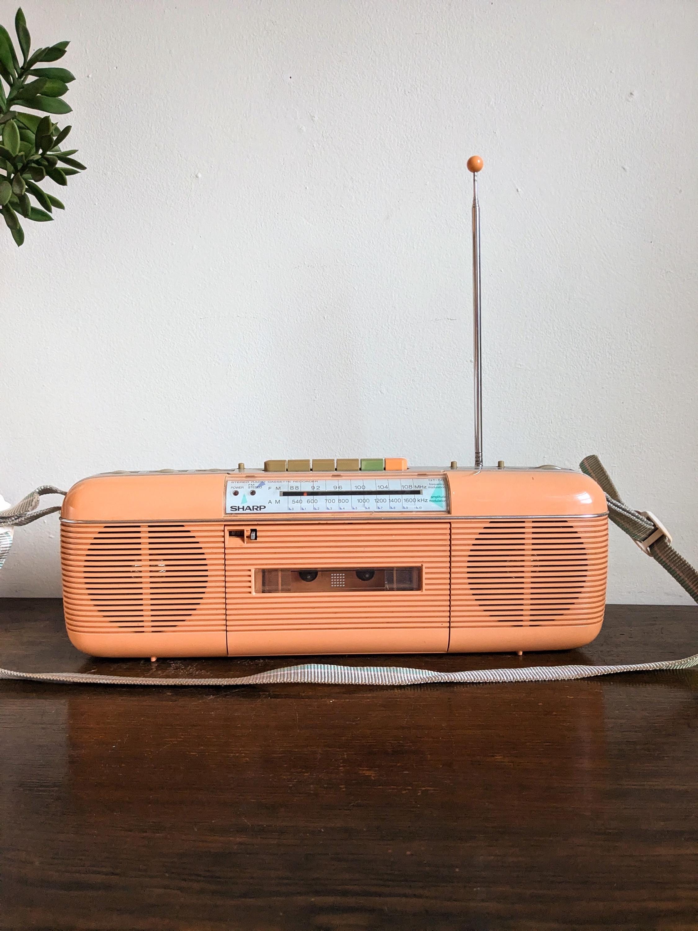 Sharp QT-50 Portable Radio Cassette Player Peach 1986
