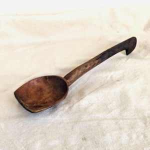 Antique Wooden Spoon Large Hand Carved Primitive Rustic Farmhouse Kitchen Tool Decor