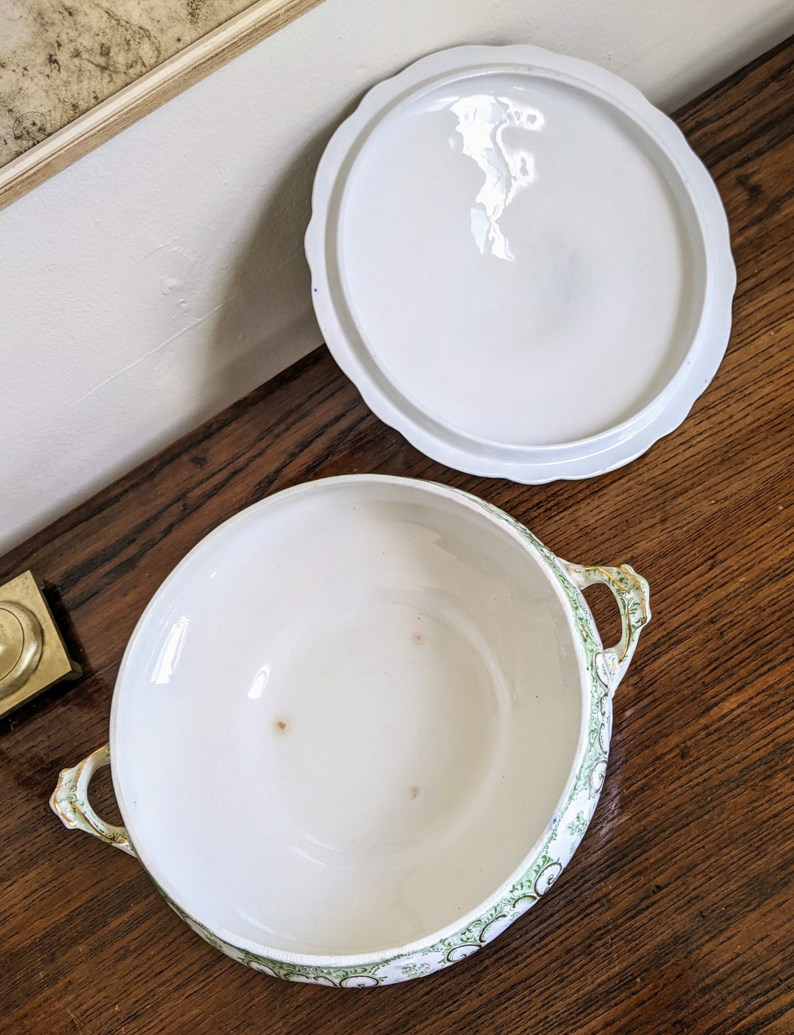 Antique Tureen Semi Porcelain Wood & Son Alma England Green Etsy