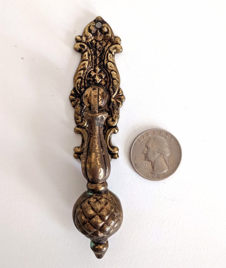 Vintage Brass Drop Pull Made in Spain Restoration Furniture Hardware