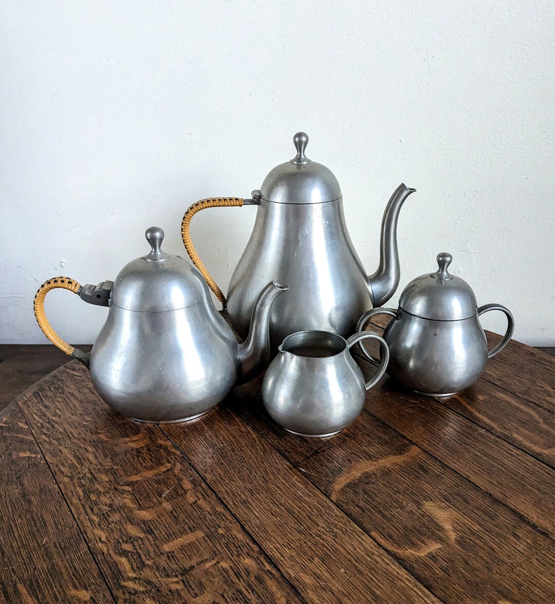 Danish Modern Tea Coffee Set MCM Pewter Meeuws & Zoon Den Haag Coffee