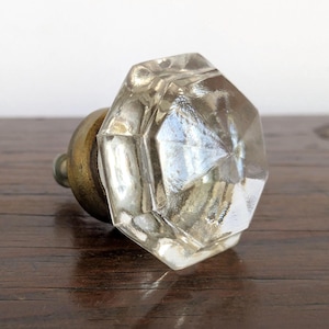 Antique Octagonal Glass Knob Brass Fitting Cabinet Small Drawer Circa 1910