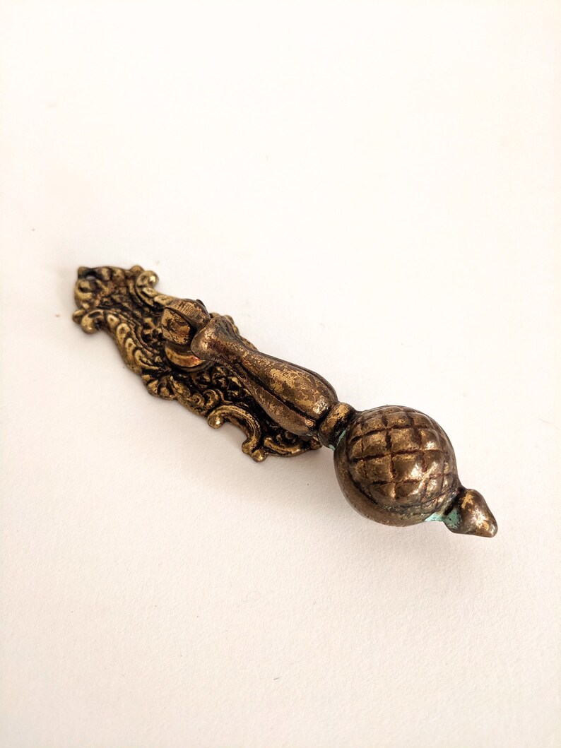 Vintage Brass Drop Pull Made in Spain Restoration Furniture Hardware