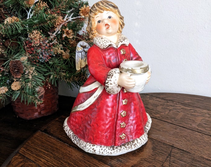 Goebel Hummel Angel Frobek Figurine Candle Holder Christmas Decor 60s