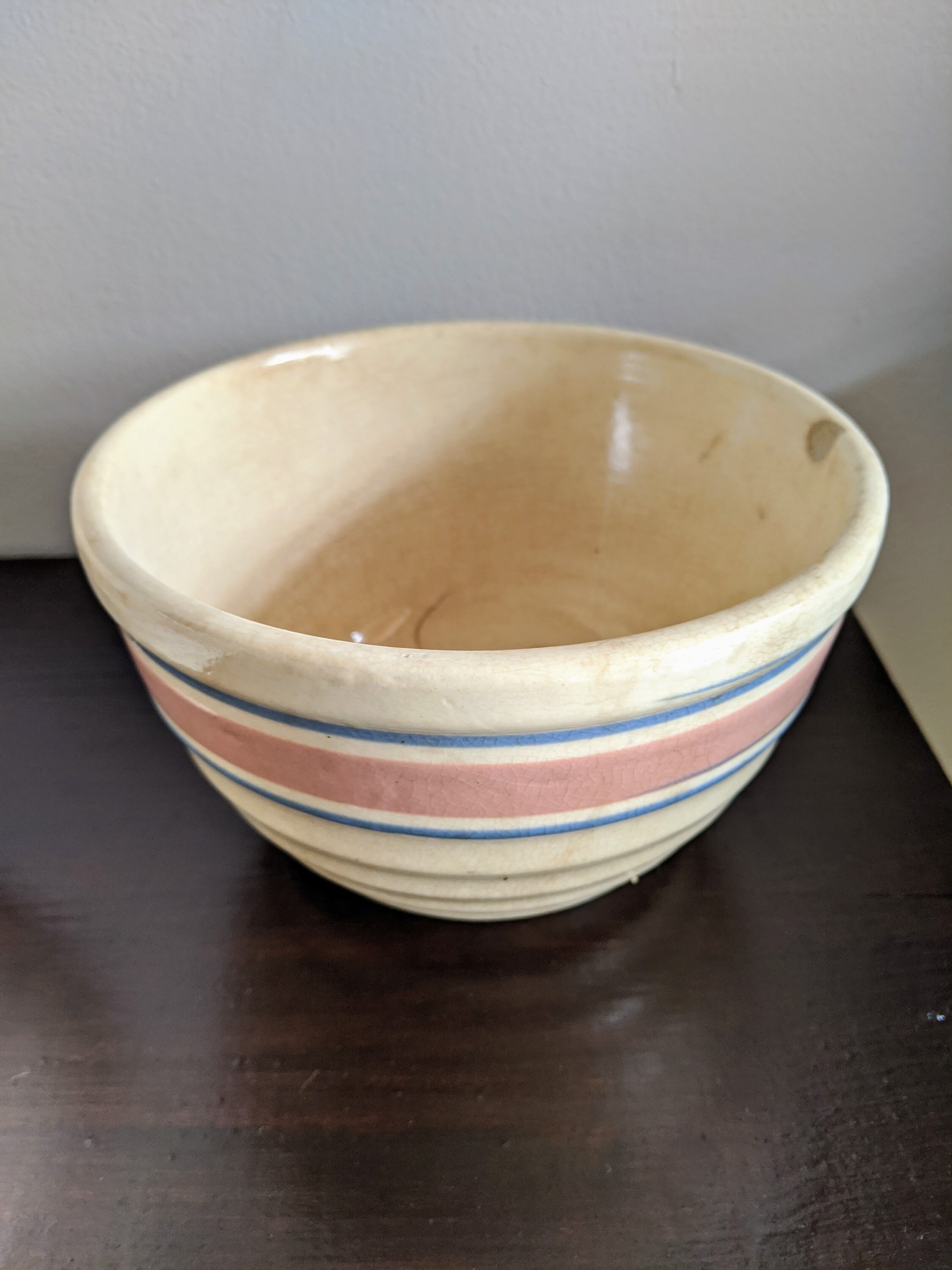 Hull Pottery Nesting Bowls Beehive Pink Blue Band Set Of 3 40s Etsy