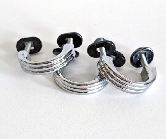 Chrome Deco Drawer Pull Half Circle Round Drawer Pulls 40s 50s Etsy