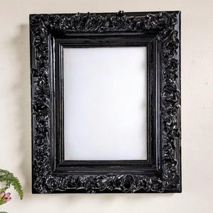 Antique Black Gothic Baroque Wall Mirror Dramatic High Relief Antique Mirror Glass