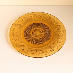 Amber Depression Glass Indiana Glass Daisy Large 11.5 Inches Plate Serving Platter