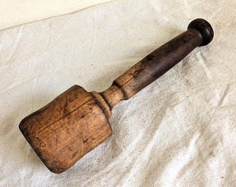 Antique Wood Potato Masher Muddler Handmade Primitive Rustic Kitchen Tool Farmhouse Decor