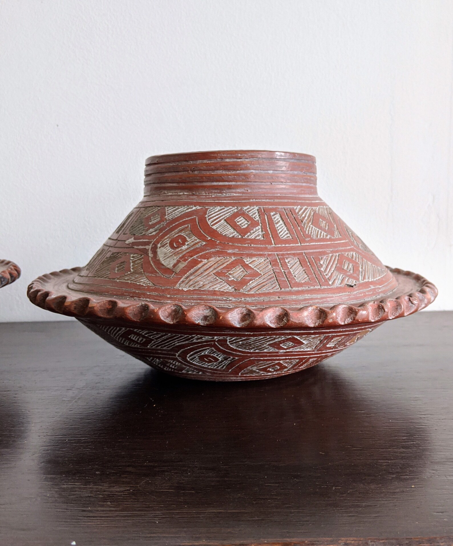 Brazil Amazonian Pottery Marajoara Style Vessel Pair Incised Etsy